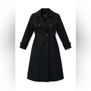 London Fog Black Trench Coat with Plaid Lining